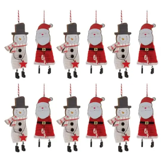 6.5" Wood & Felt Snowman & Santa Ornaments Set {1}