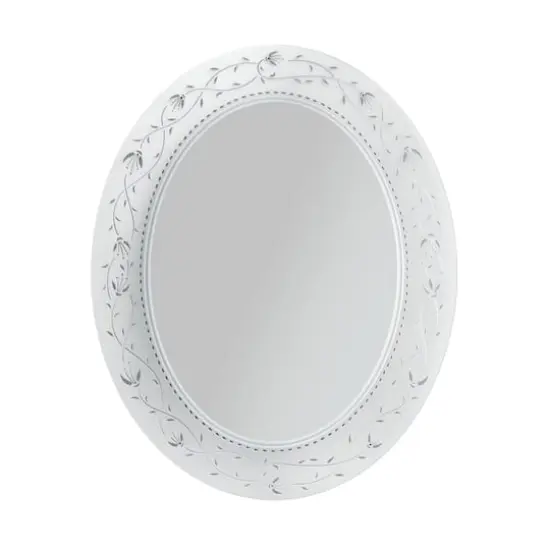 Head West Frosted Etched Tile Framed Oval Wall Vanity Mirror - 23" x 29" {7}