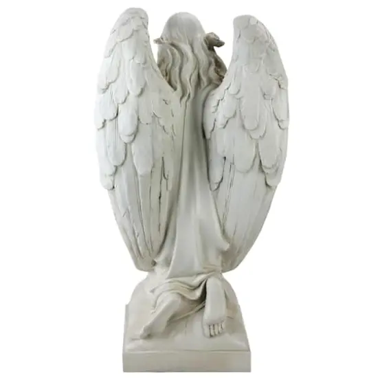 20.25" Ivory Kneeling Angel Outdoor Statue {5}