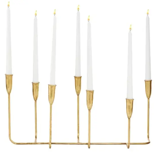 CosmoLiving by Cosmopolitan 10'' Gold Iron Contemporary Candlesticks Holder {1}