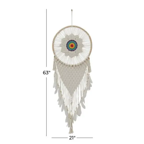 White Cotton Bohemian Dreamcatcher Wall Decor, 21" x 1" x 63" {7}