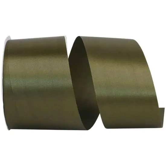 JAM Paper 2.5" x 50yd. Single Face Satin Allure Ribbon Dark Olive {1}