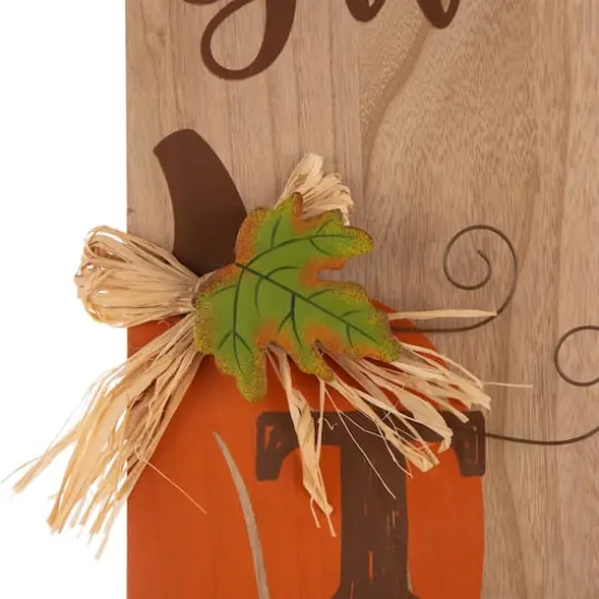 Glitzhome&reg; 3.5ft. Thanksgiving Wooden Pumpkin Porch Sign {4}