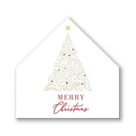 Leafy Christmas Tree House Shaped Canvas Wall Art {1}