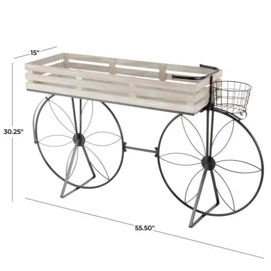 56" Cream Metal Floral Plantstand {8}