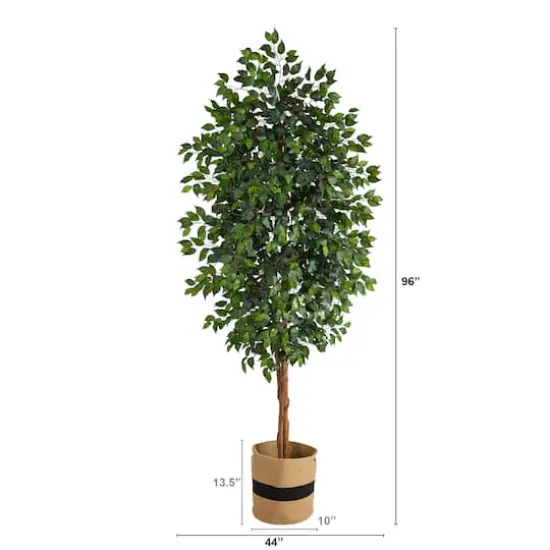 8ft. Ficus Artificial Tree in Handmade Natural Cotton Planter {3}