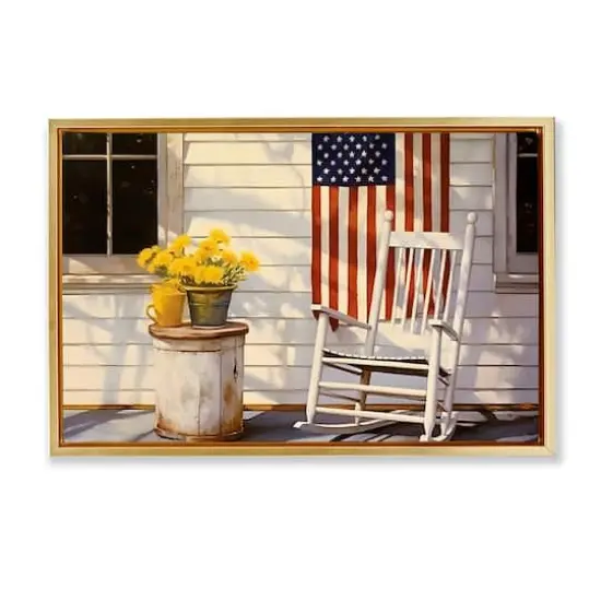 Stupell Industries Americana Deco Scene Floater Framed Art Gold {1}