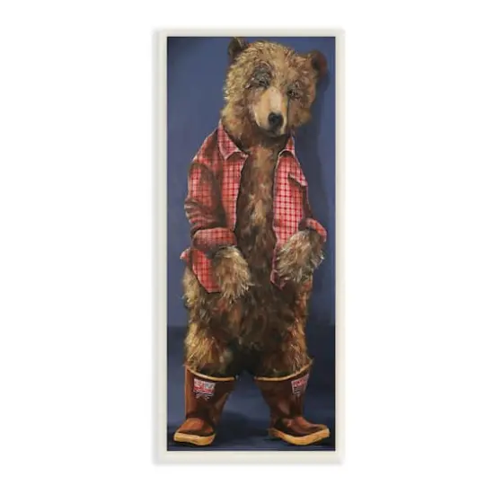 Stupell Industries Forest Brown Bear Rainboots Flannel Shirt Rustic Animal,7" x 17" {1}