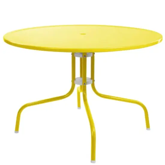 39" Outdoor Retro Metal Tulip Dining Table Yellow {1}