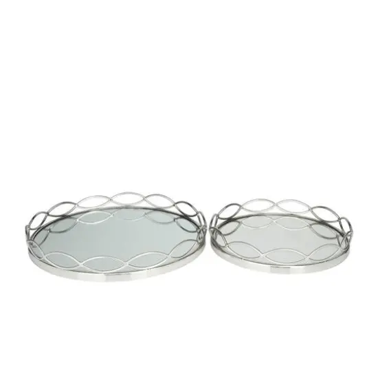 Contemporary Metal Tray Set Silver {7}