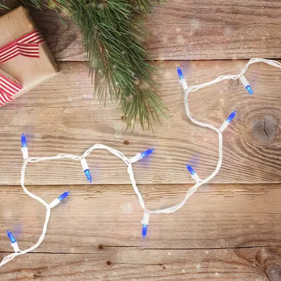 100ct. LED Mini Christmas Lights With White Wire Blue {4}