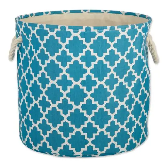 DII&reg; Large Round Polyester Lattice Bin Storm Blue {5}