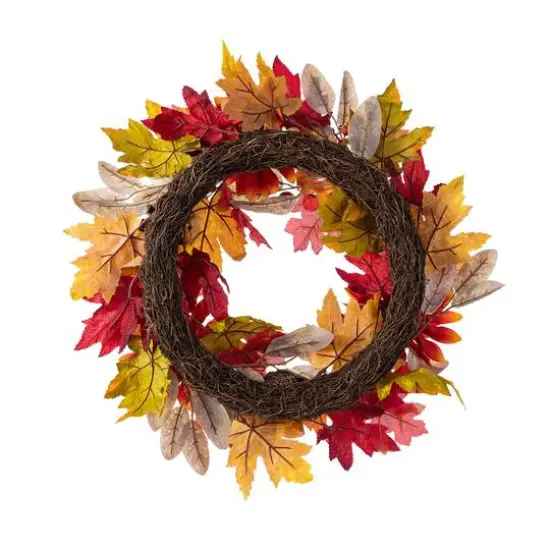 Glitzhome&reg; 24" Fall Sunflower, Pinecone and Berry Wreath {9}