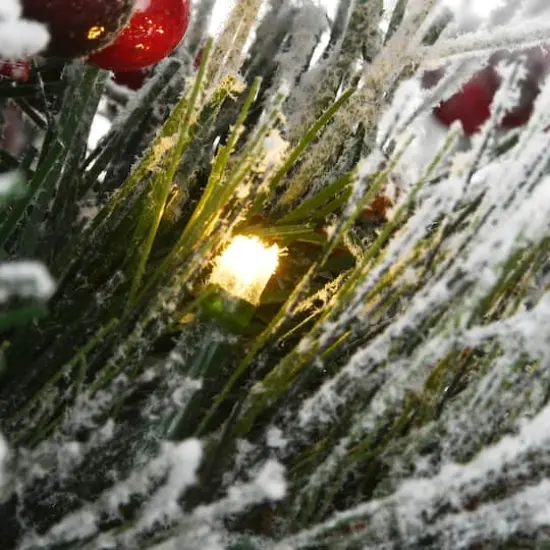 22" Snowy Bedford Urn Filler with Battery Operated LED Lights {5}