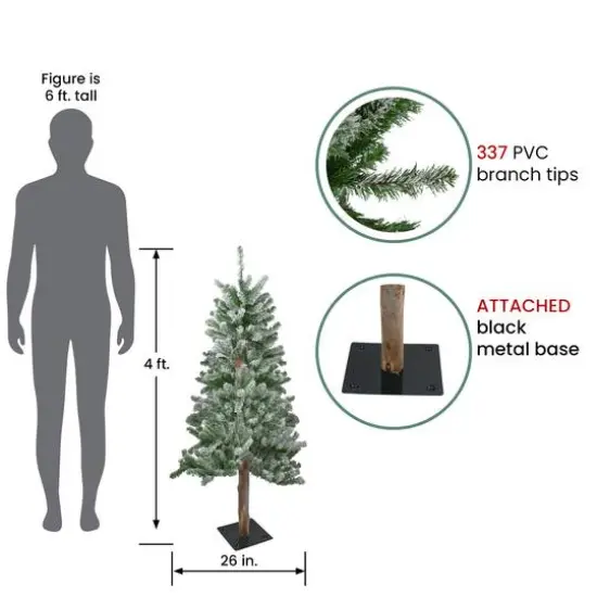 4ft. Unlit Medium Flocked Alpine Artificial Christmas Tree {6}