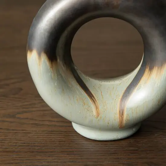 Glitzhome&reg; Circle Hollow Two-Tone Ceramic Modern Vase Set {6}