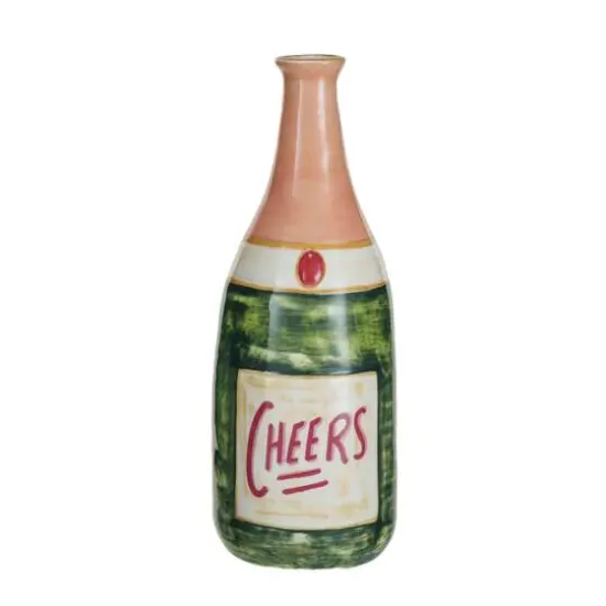 Hello Honey&reg; 11" Cheers Champagne Bottle Stoneware Vase {1}