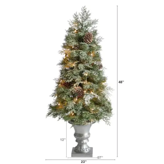 4ft. Pre-Lit English Pine Artificial Christmas Tree, Warm White LED Lights {3}