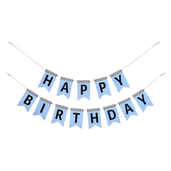 5ft. Blue Happy Birthday Racing Banner Set by Celebrate It&trade; {1}