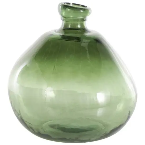 Green Recycled Glass Handmade Wide Ombre Spanish Bottle Vase {9}
