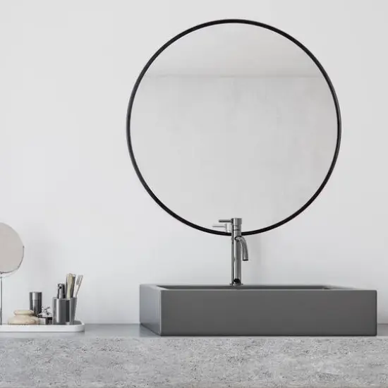 Habitat Adelina 30" Black Circular Wall Mirror {5}