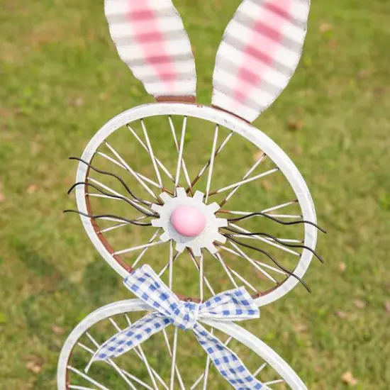 Glitzhome&reg; 38" Easter Wheel Bunny Metal D&eacute;cor {6}