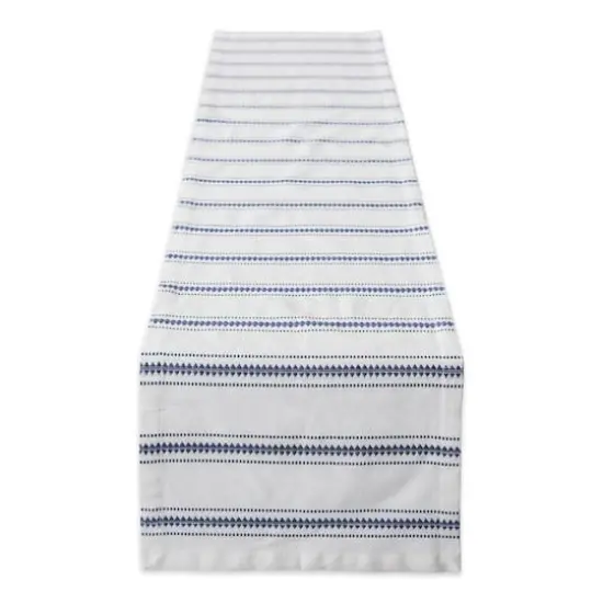 DII&reg; 108" French Blue Zig Dobby Stripe Table Runner {1}