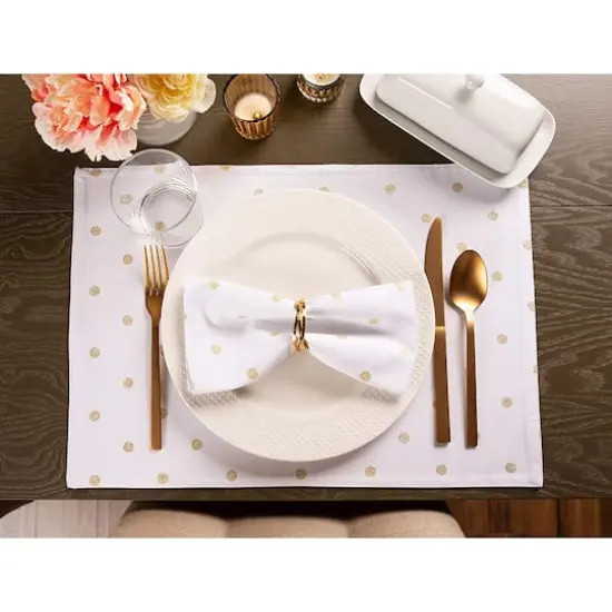 DII&reg; White & Gold Metallic Polka Dot Napkin, 4ct. {8}