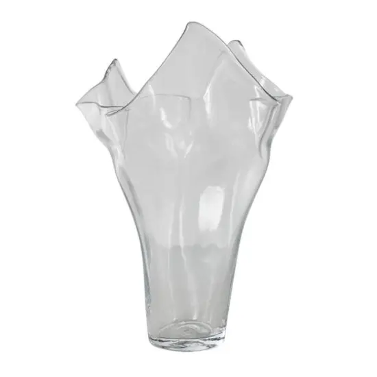 Clear Tulip-Inspired Glass Vase with Wavy Opening {8}