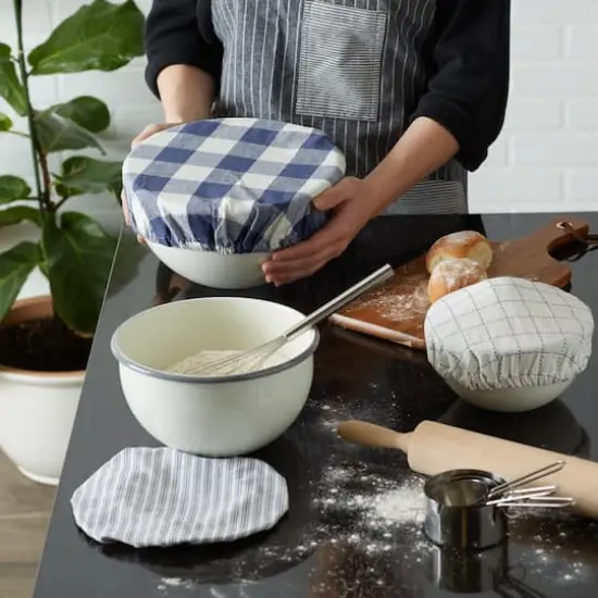 DII&reg; Assorted French Blue Farmhouse Woven Dish Cover Set {9}