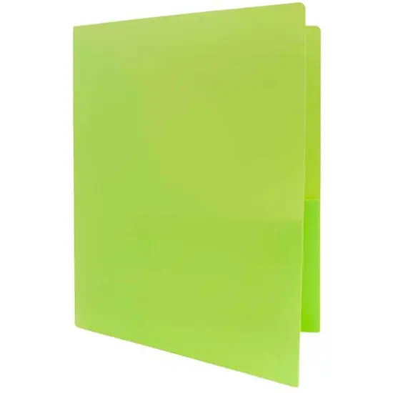 JAM Paper Heavy Duty Plastic 2-Pocket Folders, 6ct. Lime Green {6}