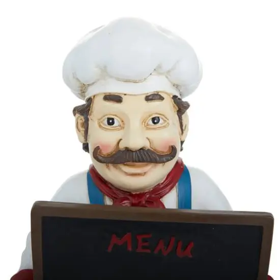 13" Polystone Chef with Black Chalkboard Sign {4}