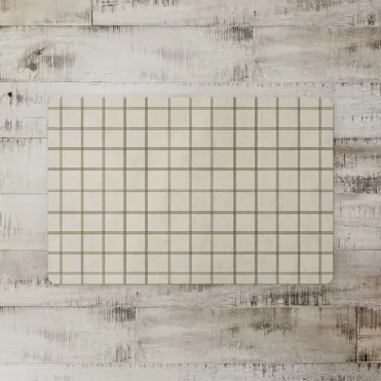 Green & Cream Check Floor Mat {3}