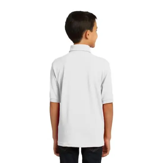 Port & Company&reg; Youth Core Blend Jersey Knit Polo White {6}