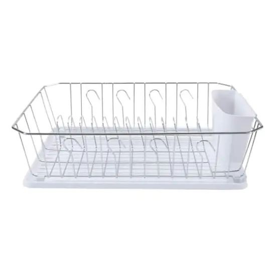 Kitchen Details White 3-Piece Chrome Dish Rack Set {8}