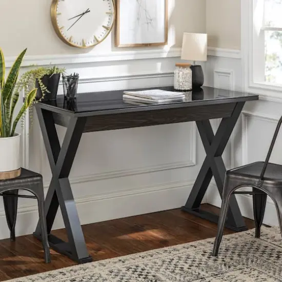 Walker Edison 48" Black Modern Wood Computer Desk {3}