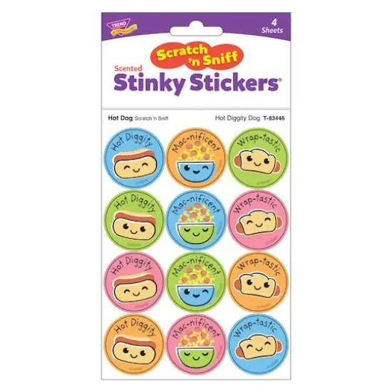 TREND Enterprises&reg; Hot Diggity Dog, Hot Dog scent Scratch 'n Sniff Stinky Stickers&reg;, 48 Per Pack, 6 Packs {4}