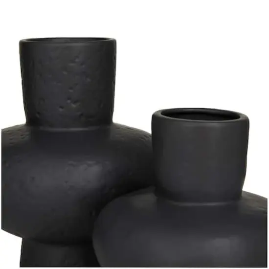 CosmoLiving by Cosmopolitan Black Ceramic Gourd Style Vase Set of 2 11", 9" {4}