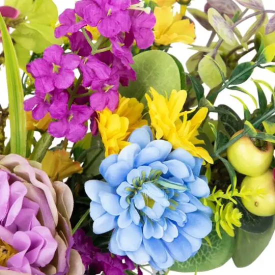 24" Multicolor Floral, Eucalyptus & Olive Spring Wreath {4}