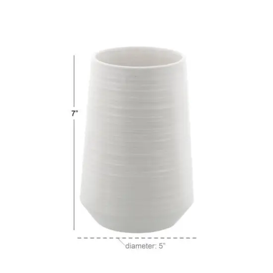 CosmoLiving by Cosmopolitan 7" White Porcelain Contemporary Vase {6}