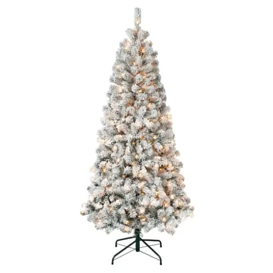 6ft. Pre-Lit Acacia Flocked Artificial Christmas Tree, Clear Lights {1}