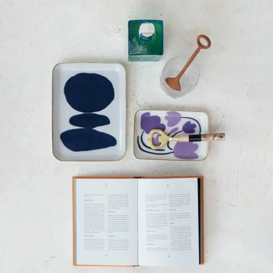 Hello Honey&reg; Floral & Abstract Print Enameled Metal Tray, 2ct. {4}