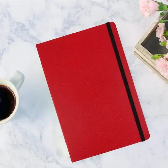 JAM Paper Large Hardcover Notebook with Elastic Band Red {7}
