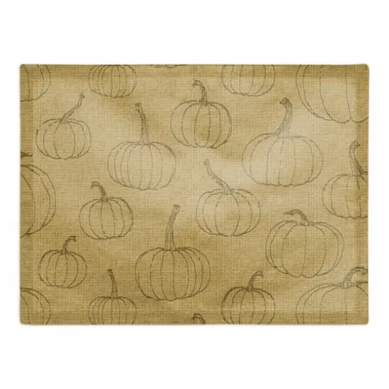 Mustard Yellow Pumpkin Pattern Cotton Twill Placemat {1}