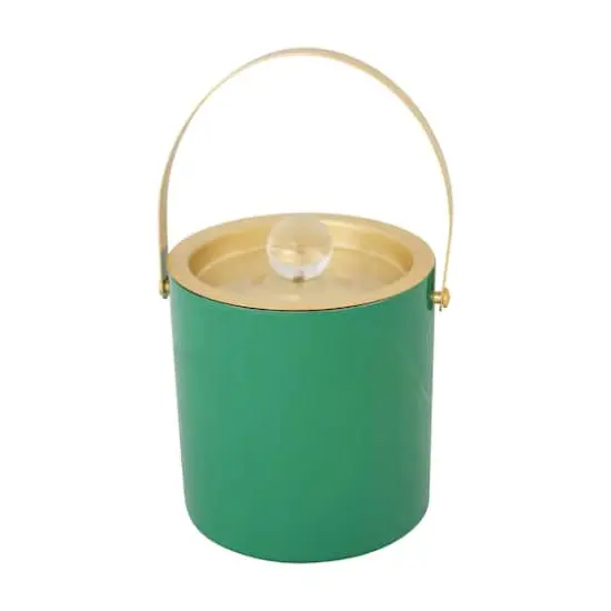 Hello Honey 1.5-Quart Enameled Stainless Steel Ice Bucket with Lid and Glass Knob, Gold Finish and Turquoise Color {3}