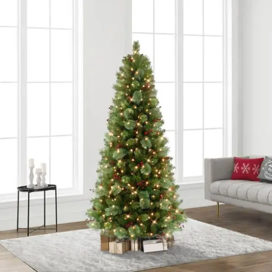6.5ft. Pre-Lit Washington Spruce Aritificial Christmas Tree, Warm White LED Lights {4}