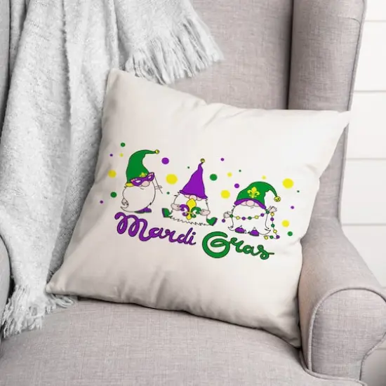 Mardi Gras Gnome Throw Pillow {4}