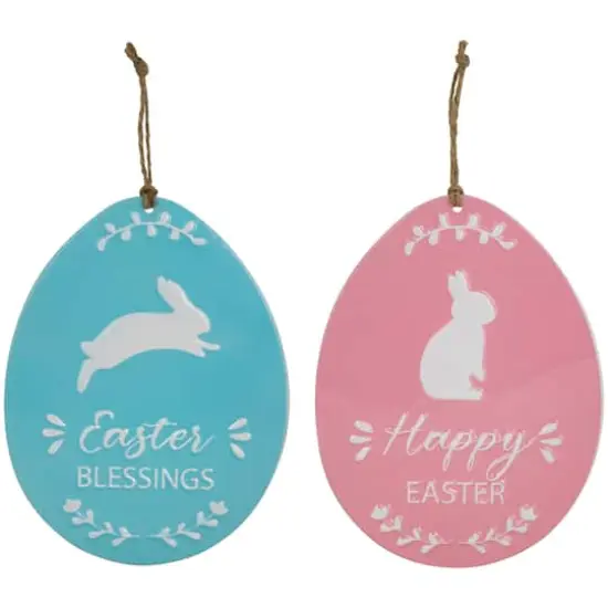 Blue & Pink Easter Egg Metal Wall Signs, 2ct. {1}