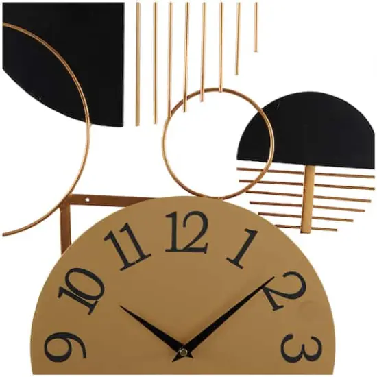 44" Black Metal Half Moon Geometric Wall Clock D&eacute;cor {4}
