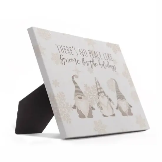 Gnome Holidays Silver Gold 10x8 Tabletop Canvas {3}